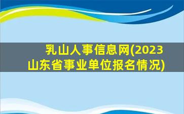 乳山人事信息网(2023山东省事业单位报名情况)