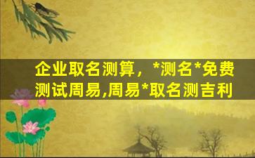 企业取名测算，*测名*免费测试周易,周易*取名测吉利