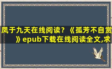 凤于九天在线阅读？《孤芳不自赏》epub下载在线阅读全文,求百度网盘云资源插图