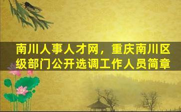 南川人事人才网，重庆南川区级部门公开选调工作人员简章