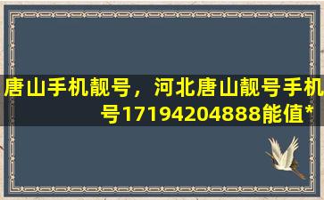 唐山手机靓号，河北唐山靓号手机号17194204888能值*插图