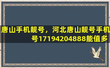 唐山手机靓号，河北唐山靓号手机号17194204888能值*