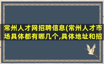 常州人才网招聘信息(常州人才市场具体都有哪几个,具体地址和招聘时间。)