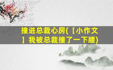 撞进总裁心房(【小作文】我被总裁撞了一下腰)