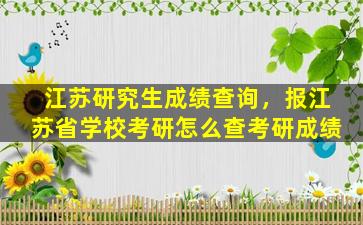 江苏研究生成绩查询，报江苏省学校考研怎么查考研成绩