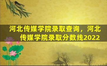 河北传媒学院录取查询，河北传媒学院录取分数线2022