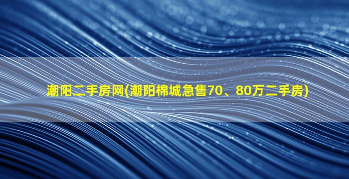 潮阳二手房网(潮阳棉城急售70、80万二手房)