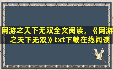 网游之天下无双全文阅读，《网游之天下无双》txt下载在线阅读全文,求百度网盘云资源