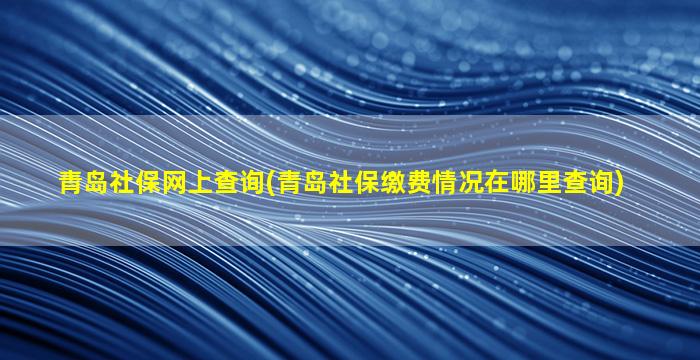 青岛社保网上查询(青岛社保缴费情况在哪里查询)